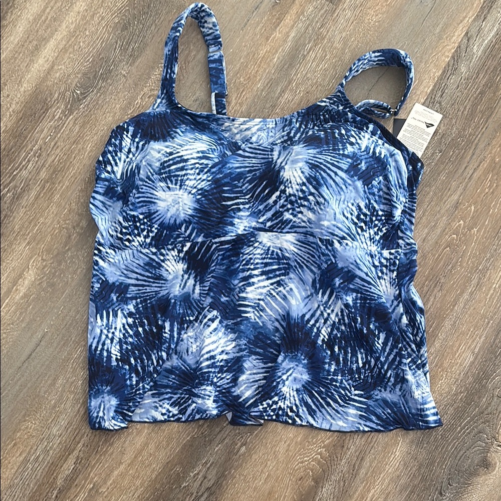 Lands' End Blue Patterned Swim Top Camisole